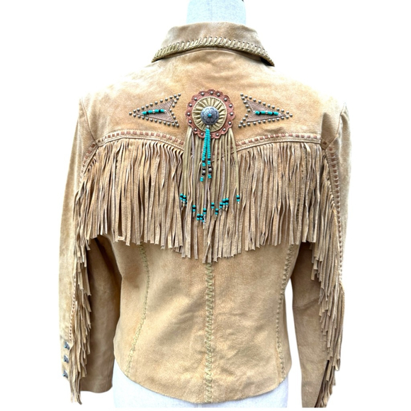Women's Unbranded Suede Jacket with Fringe Detail - Tan - Picture 10 of 16